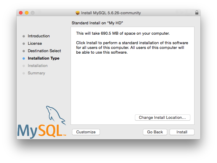 MySQL Package Installer: Installation Type